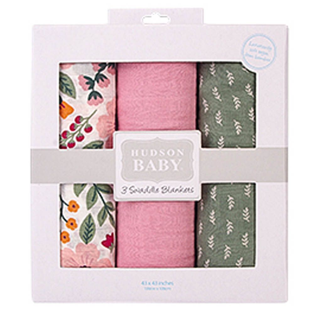 Hudson Childrenswear 2pc Set Cottom Muslin Swaddles Dino